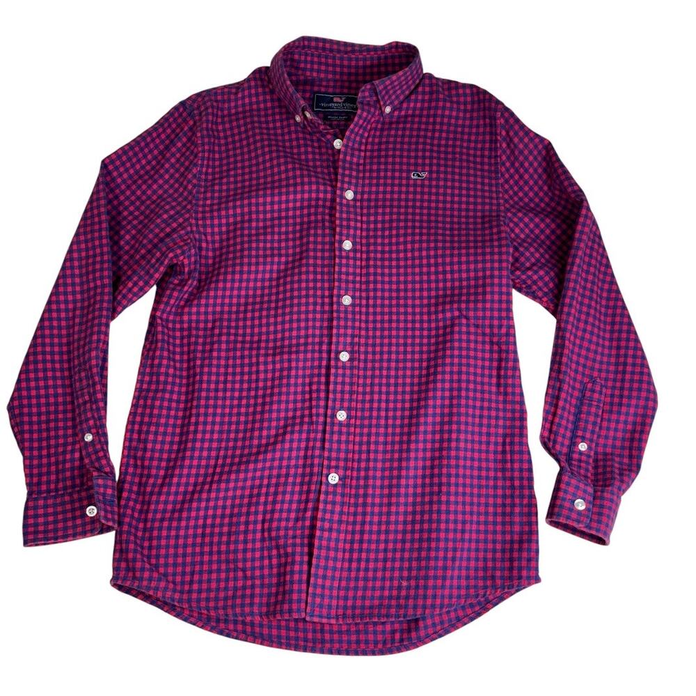 VINEYARD VINES men's pink & blue checkered button down collared shirt large
